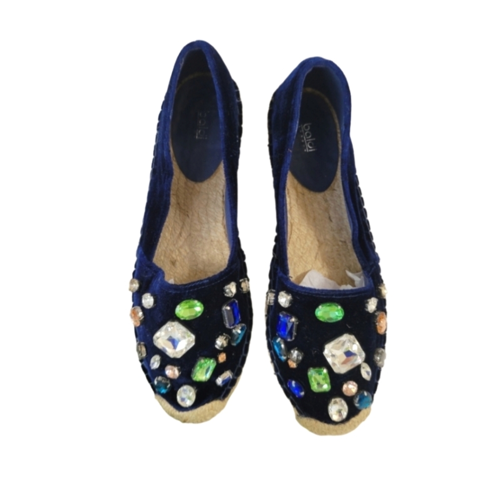 Baldi London Clementina  Navy Blue Velvet Jewel Espadrilles women's size…